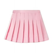 Spazoro Toddler Girls Elastic Waist Skirts, Summer Solid with Lining Pleated A-Line Skirts for Child Girls Pink Size 12-13 Year